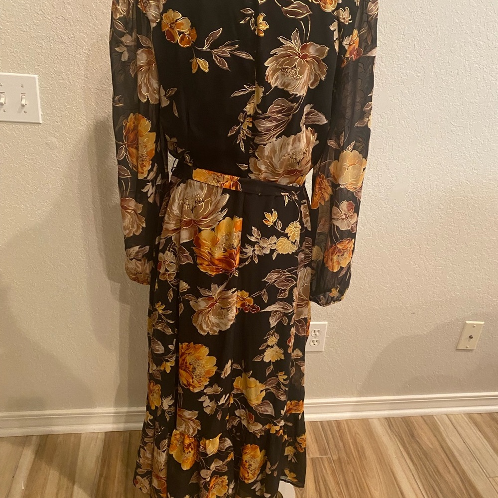 Leslie Fay Black and Orange Long Sleeve Dress - Picture 7 of 7